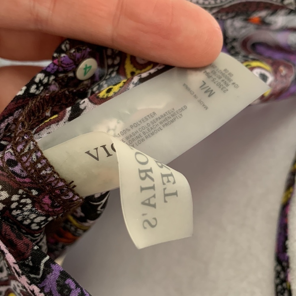 Victoria's Secret Paisley Purple Tie Loose Sexy Swim Cover Up sz M/L - Picture 8 of 9